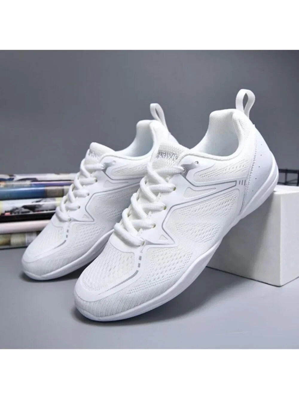 Youth Girls White Cheer Shoes - Athletic Dance Sneakers for Competition